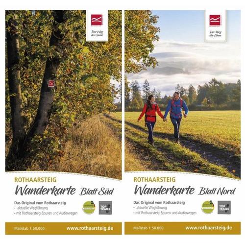 Wanderkarte Rothaarsteig Süd / Nord. 1 : 50 000