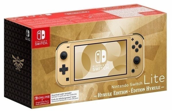 Nintendo Switch Lite Hyrule-Edition inkl. Ladekabel und 12-monatigen Mitgliedschaft für Nintendo Switch Online + Erweiterungspaket - Nintendo