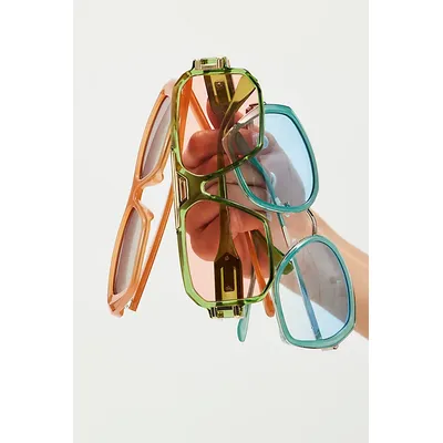 Dara Oversized Square Sunglasses at Free People in Chambray