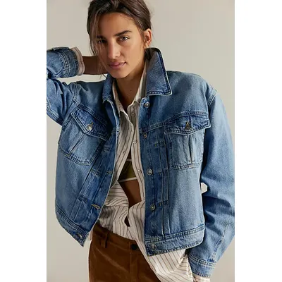 We The Free Sidney Denim Jacket at Free People in Blue Daydream, Size: XL
