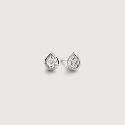 Sterling Silver Pear Diamond Stud Earrings Lab Grown Diamond