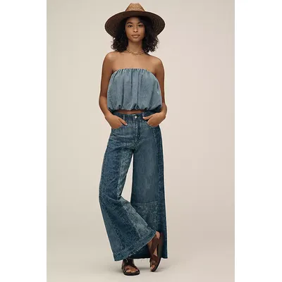 The Adi Mid-Rise Frayed Relaxed Flare Jeans by Pilcro: Reworked Edition