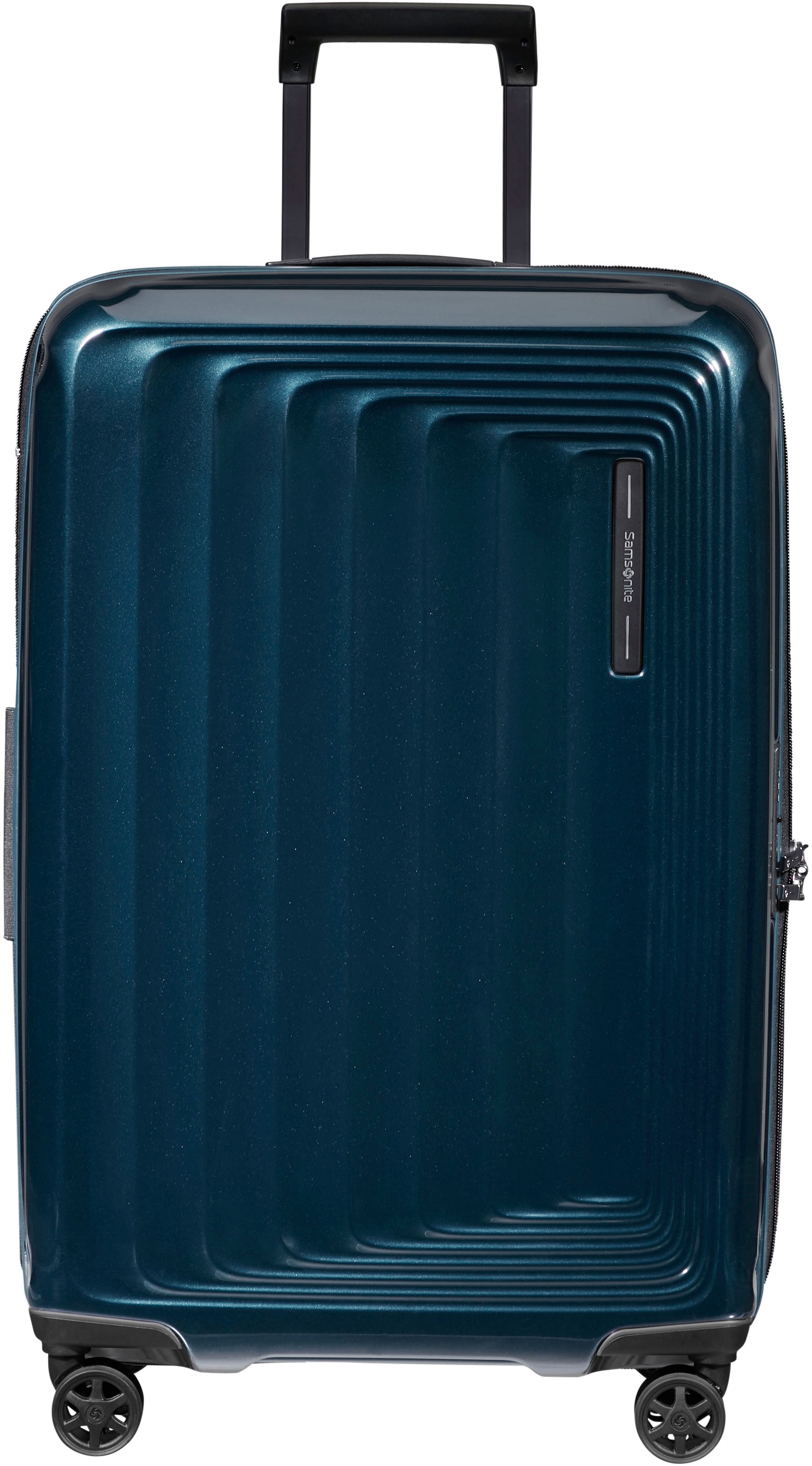 Hartschalen-Trolley SAMSONITE "NUON, verschiedene Größen und Farben", Gr. B/H/T: 45 x 69 x 28 79, blau (metallic dunkelblau), Polycarbonat, unifarben, Koffer, Hartschalen-Koffer TSA-Zahlenschloss Volumenerweiterung bei S/XL Image