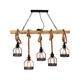 NEAFP Retro Industrial 5 Heads Vintage Pendant Lights DIY Adjustable Height Hemp Rope Ceiling Lighting Wooden Dining Room Indoor Metal Hanging Lamp Room Bar Ceiling Light Fixture HGCHH