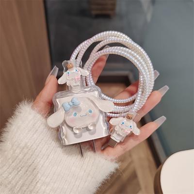 TEMU [authorized] 5pcs Cartoon Hellokitty, Cinnamorall Mobile Phone Data Cable Charging Cable Protection Set Image