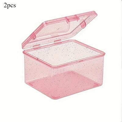 TEMU 2pcs Versatile Dustproof & Moisture-resistant Flip Card Organizer In Pink & Blue - Compact Plastic Storage Boxes For Trading Cards, Brooches & Small Items With Hinged Lid Image