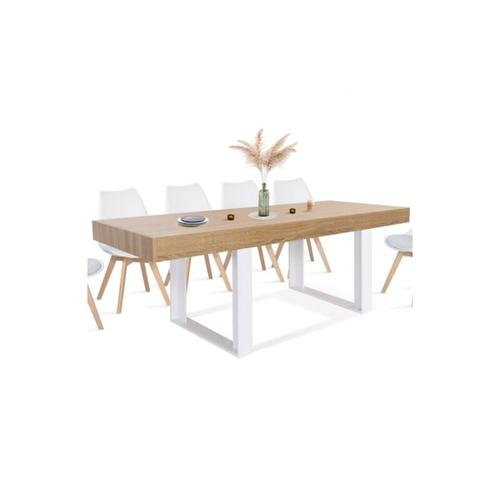 Rechteckiger Esstisch phoenix 8 Personen Holz und Weiß 200 cm