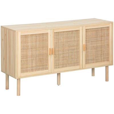Sideboard mit Rohrgeflecht und Holzdekor, 3 Türen, 120 cm - Sweeek Image
