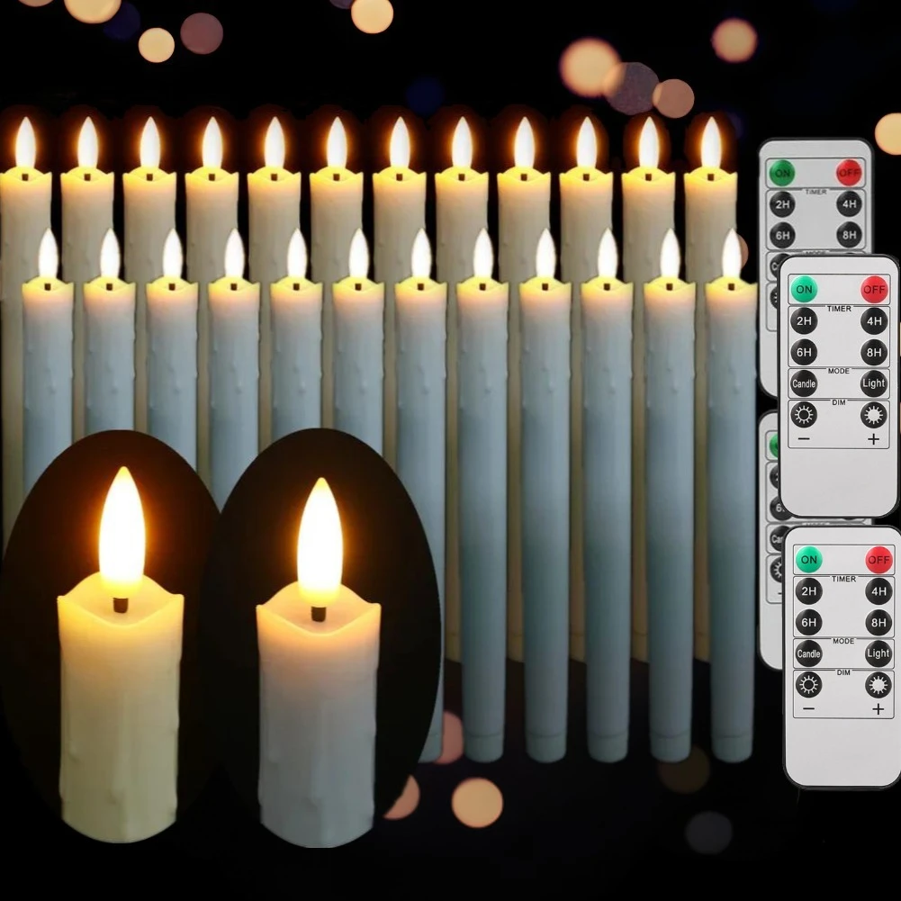 Packung mit flammen losen Elfenbein-Kegel kerzen flammen loses Flackern mit fern gesteuerter batterie betriebener Kerze für die Weihnachts dekoration zu Hause Image