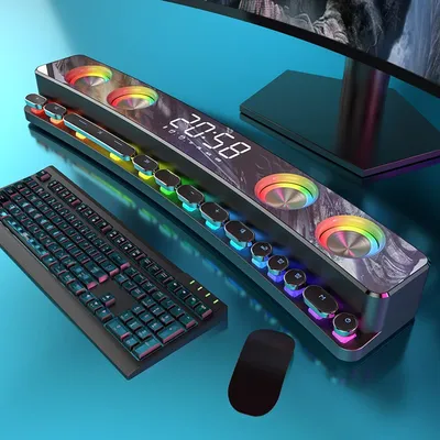 High Quality Bluetooth Speakers Sound Bar RGB 3D Stereo Surround Subwoofer AUX FM Radio Home Clock Computer Music Center Hot New