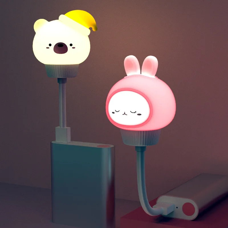 USB Nachtlicht LED Niedliche Cartoon Nachtlampe Bär Küken Kätzchen Fernbedienung für Baby Kind Schlafzimmer Dekoration Nachttischlampe