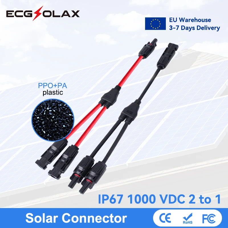 Ecgsolax pv y branch solarst ecker solar panel paralleler stecker 2 bis 1 ip67 1000vdc weibliche und männliche solar kabelst ecker Image