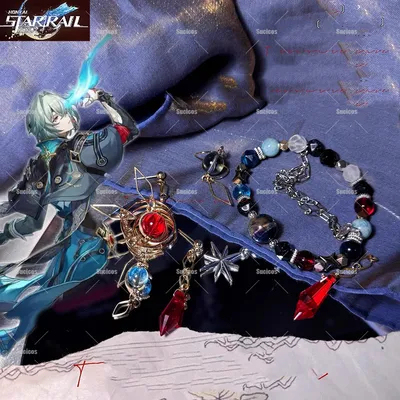 Honkai Star Rail Anaxa Cosplay Ohrringe Ohrclip Anaxa Cosplay ArmbandAnaxagoras Grove Halloween für Image