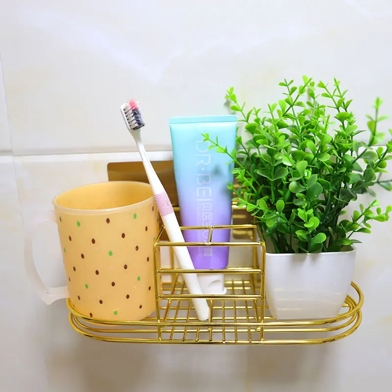 Zahnbürsten halter aus nordischem Eisen ohne Stanz kleber Wand halterung Zahnbecher-Set Rack Mundwasser becher halter Image