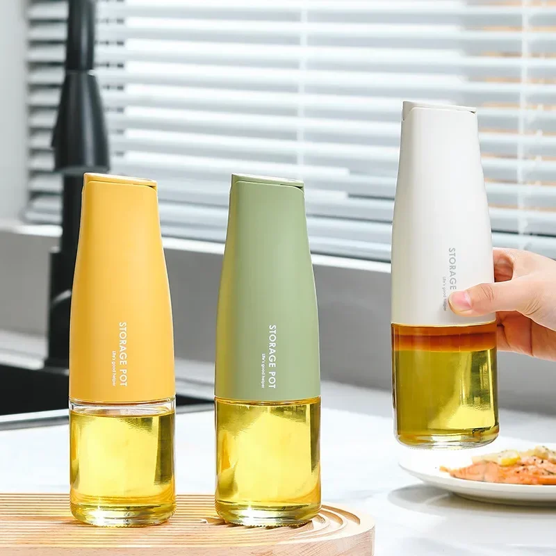 500 ml Ölflaschentank, automatischer Verschluss und auslaufsicherer Olivenölspender, Camping, Grill, Backen, Sojasauce, Glasbehälter, Topfglas Image