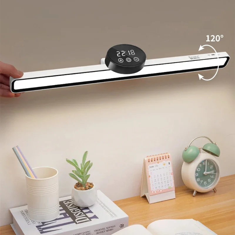 Leselampe zum Aufhängen, magnetische Uhr, Tischlampe, LED, USB wiederaufladbar, stufenloses Dimmen, Schrank, Schreibtisch, Kleiderschrank, Nachtlicht