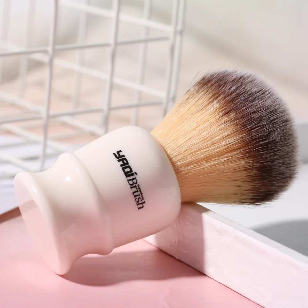 Weißer Griff, gelber Kunsthaarknoten, Nassrasierpinsel für Männer, Yaqi-Rasierpinselständer, Rasierpinsel YAQI 22 mm Image