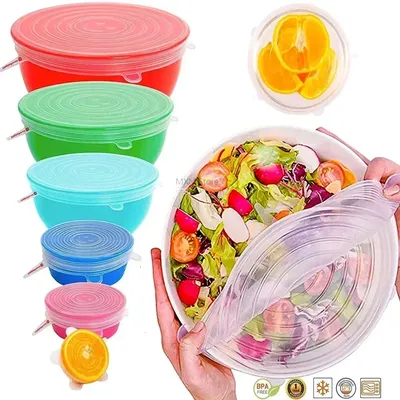 Universal For Kitchen Utensil Lid Kitchen Storage Organization Reusable Stretch Silicone Cover Lids