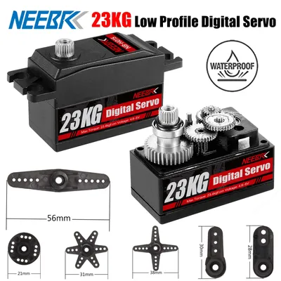 NEEBRC 23KG Low Profile Digital Servo Short Body Standard Large Torque Metal Gear Motor for 1/8 1/10 RC Car Robot Axial Scx10