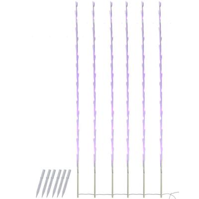 Northern Lights Northlight Set Of 6 108 Purple Led Branch Patio And Garden Christmas Light Stakes - 8.5 Ft White Wire