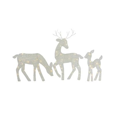 Northern Lights Northlight Set Of 3 Led Lighted White Reindeer Family Outdoor Christmas Decorations 29In