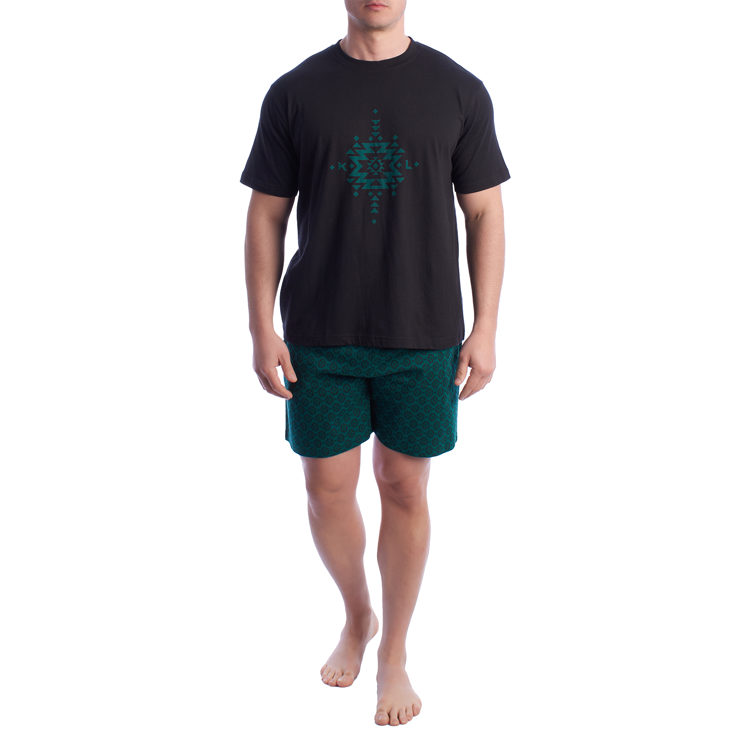Herren-Pyjama mit kurzen Ärmeln aus 100 % Baumwolle KL30000 Image