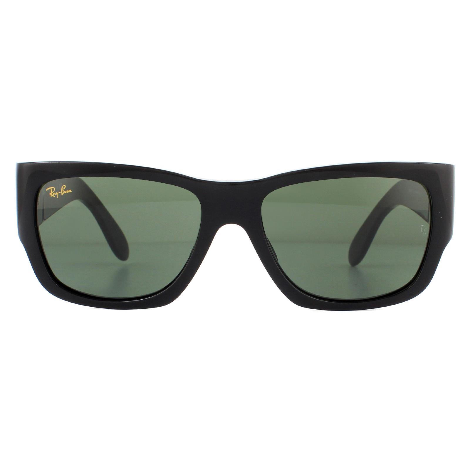 Ray-Ban Lunettes De Soleil Nomad RB2187 901/31 Brillant Noir Vert G-15 Image