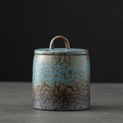 Ceramic Tea Caddy Sealed Jar Small Tea Box Portable Tea Can Storage Tank Candy Jars Food Container