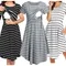 Summer Maternity Clothes Striped Nursing Dresses Pregnant Women Pajamas Mother Breastfeeding Dress