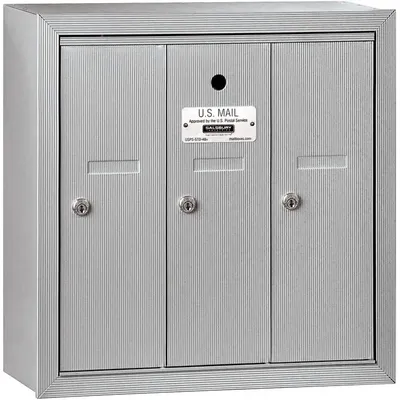 3503ASU Surface Mounted Vertical Mailbox with 3 Doors and USPS Access, Aluminum
