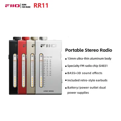 FiiO RR11 Portable HiFi FM Radio Receiver Analog PVR Tuning Enhanced BASS 3D Surround Sound