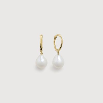 Gold Small Baroque Pearl Huggie Earrings Pearl