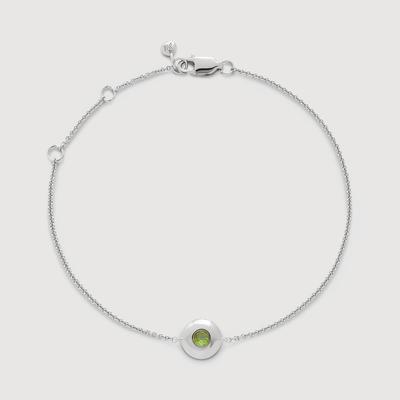 Sterling Silver August Birthstone Chain Bracelet Peridot
