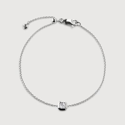 Sterling Silver Asscher Diamond Chain Bracelet Lab Grown Diamond