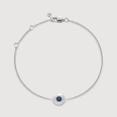 Sterling Silver September Birthstone Chain Bracelet Blue Sapphire