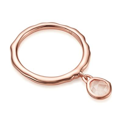 Rose Gold Siren Charm Ring Rose Quartz