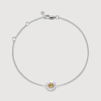 Sterling Silver November Birthstone Chain Bracelet Citrine