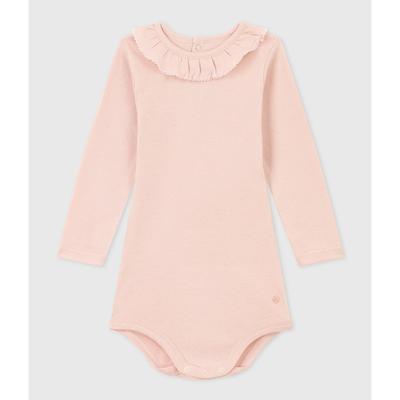 Cotton Long Sleeve Bodysuit with Ruffle Collar