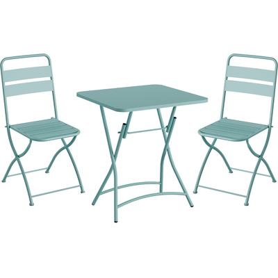 Balkonset ESSENTIALS "Breeze Bistro Set", blau, B:60cm H:87,5cm T:54cm, Stahl, Sitzmöbel-Sets, in verschiedenen Farben erhältlich