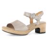 Sandalette GABOR "KRETA", Damen, Gr. 40, beige (beige metallic), Veloursleder, modisch, Schuhe, Blockabsatz, Sommerschuh, Riemchensandale mit Glitterdruck, Weite G