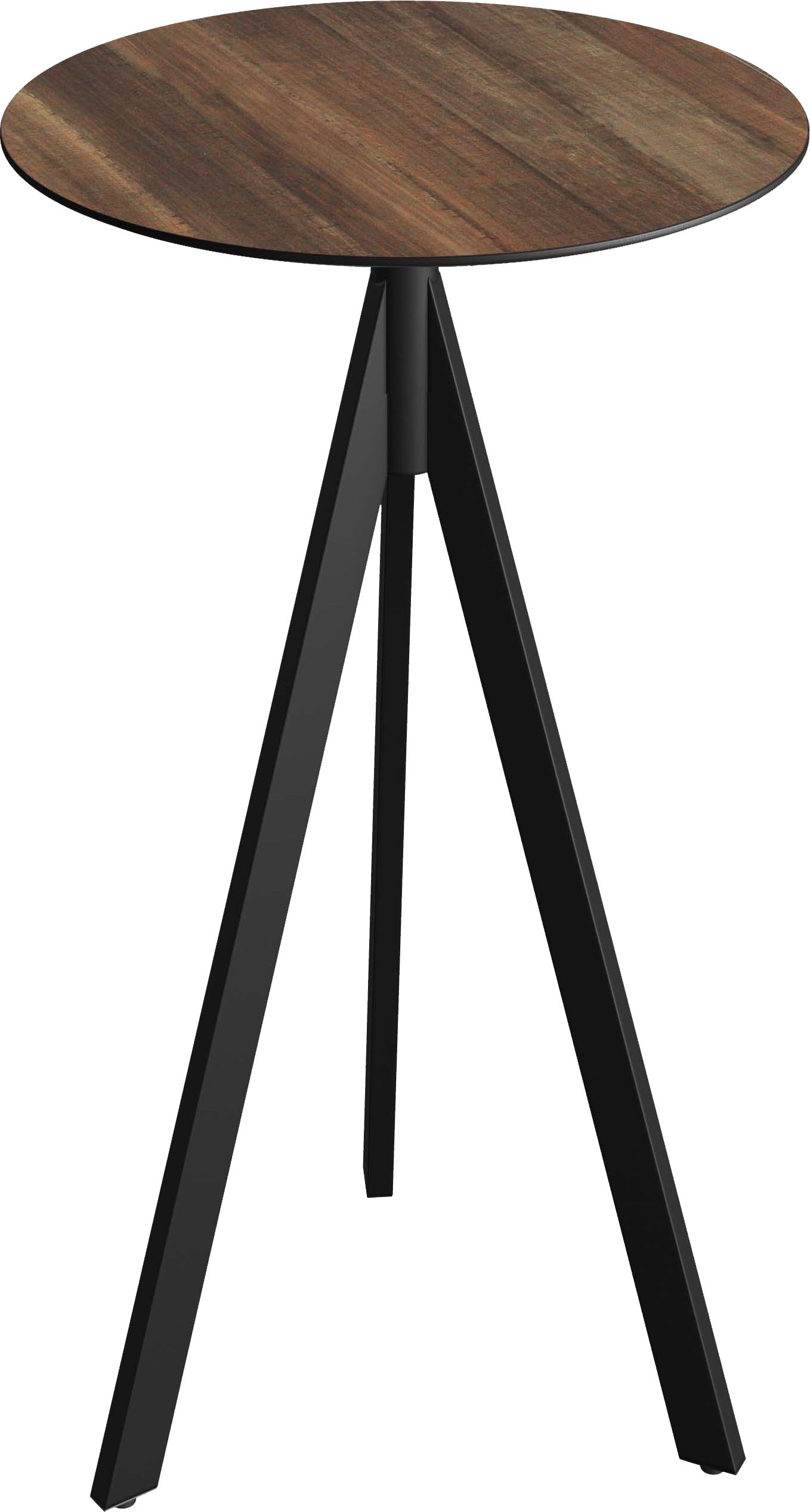 Klapptisch ESSENTIALS "Infinity", schwarz (schwarz, tropical wood, schwarz), B:70cm H:110cm T:70cm, Pulverbeschichteter Stahl + HPL Tischplatte, Tische, in verschiedenen Ausführungen