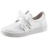 Slip-On Sneaker GABOR, Damen, Gr. 44, silber (weiß, silberfarben), Kalbsleder, kontrastfarbene Details, sportlich, Schuhe, Schnürschuh, Halbschuh, Slipper mit aufgesetzter Zierschnürung