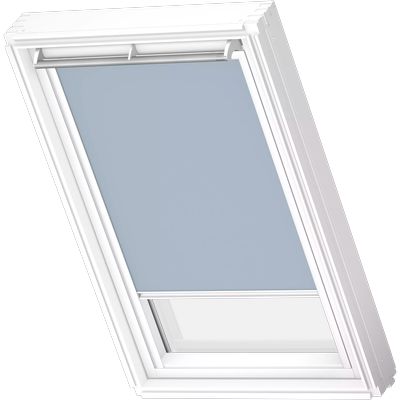 Verdunklungsrollo VELUX "DKL 4576SWL, Farbe himmelblau", blau (himmelblau, weiß), UK04, stufenlos positionierbar, Polyester, Rollos, weiße Führungsschienen & Griffleiste Image