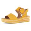 Keilsandalette GABOR, Damen, Gr. 38, gelb, Nubukleder, unifarben, modisch, Schuhe, Sommerschuh, Sandale, Keilabsatz, mit großer Zierschnalle