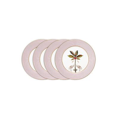 Teller-Set PIP STUDIO "Frühstücksteller La Majorelle, Ø 21 cm", rosa, 4 tlg., Porzellan, Geschirr-Sets, La Majorelle Kollektion, Teller im 4er Set Image