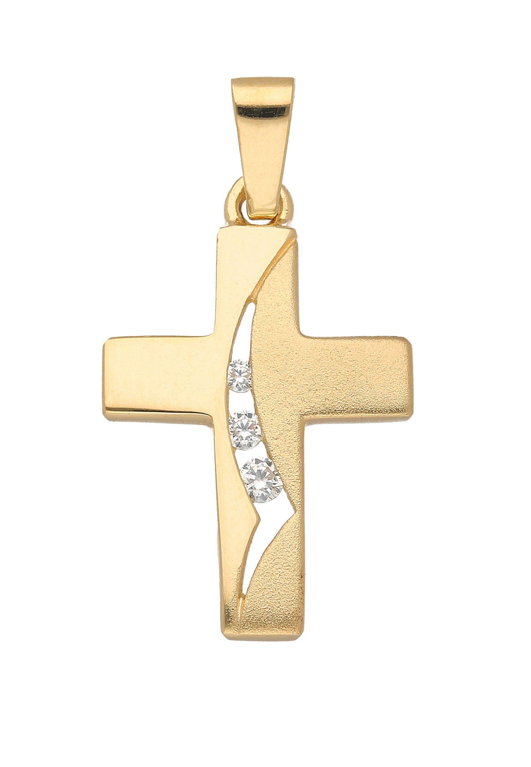 Kreuzanhänger ADELIA´S "Damen & Herren 333 Gold Kreuz Anhänger mit Zirkonia", gold, Schmuckanhänger, Gold, mit Zirkonia für Damen & Herren Image