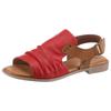 Riemchensandale MUSTANG SHOES, Damen, Gr. 38, rot (rot, braun), Lederimitat, klassisch, Schuhe, Sommerschuh, Sandalette, Blockabsatz, mit Klettverschluss