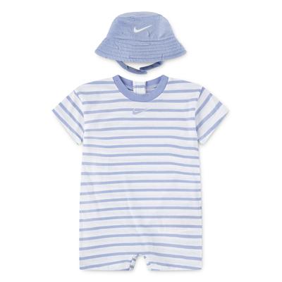 Strampler, Jäckchen & Mütze NIKE SPORTSWEAR "NKN TOWEL TERRY SS SL ROMPER", Kinder, Gr. 74 (9), blau (cobalt bliss), Obermaterial: 60% Baumwolle, 40% Polyester. Obermaterial 2: 69% Polyester, 28% Viskose, 3% Elasthan, KOB Set-Artikel Image