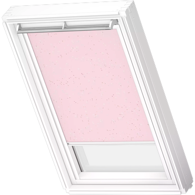 Verdunklungsrollo VELUX "DKL 4659SWL, Motiv: Kids Rosa Sterne", kids rosa sterne, weiß, S06, stufenlos positionierbar, Polyester, Rollos, weiße Führungsschienen & Griffleiste Image