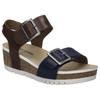 Sandale JOSEF SEIBEL "Quinn 02", Damen, Gr. 41, bunt (dunkelblau, camelfarben), Leder, kontrastfarbene Details, modisch, Schuhe, Plateausandale, Keilsandalette, Klettschuh mit Schnallen